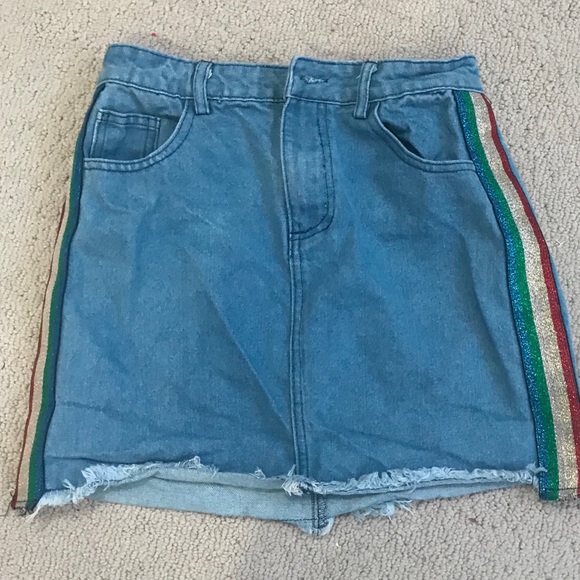 medium/light wash sparkly denim skirt - Picture 1 of 4